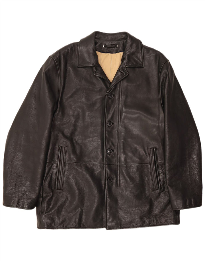 VINTAGE Chaqueta de cuero para hombre Reino Unido 46 3XL Cuero negro