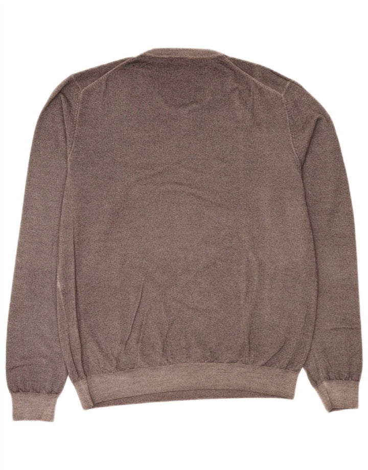Sun68 Jersey con Cuello en V para Hombre de Lana Gris Grande