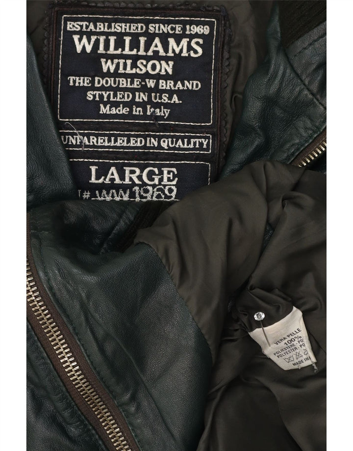 Williams Wilson Chaqueta de cuero para hombre Reino Unido 40 Cuero verde grande