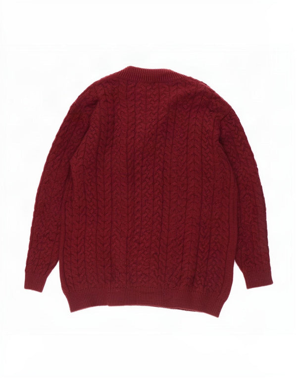 Zara Hombre Jersey Con Cuello En V Jersey Small Borgoña Nylon