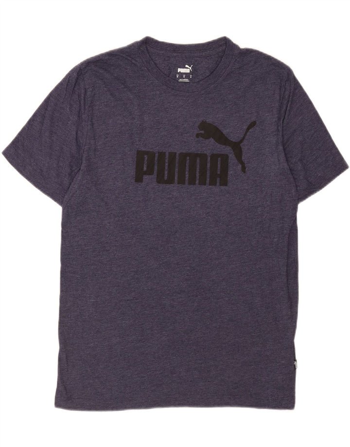 Puma Camiseta gráfica para hombre Top mediano de algodón moteado en azul marino