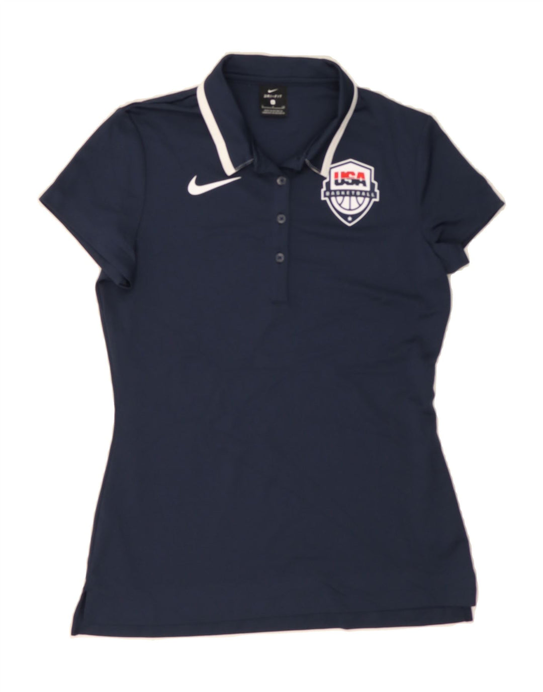 NIKE Womens Dri Fit Polo shirt UK 10 Small Navy Blue Polyester Vintage Nike and Second-Hand Nike from Messina Hembry 