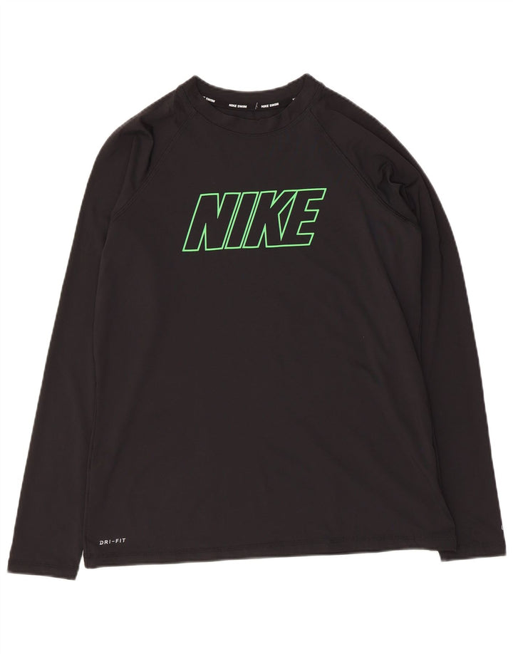 Nike Dri Fit Graphic Top manga larga para mujer UK 44 grande poliéster negro