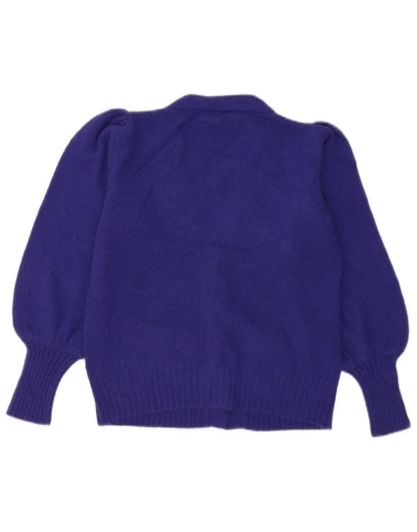 Luisa Spagnoli Suéter tipo cárdigan para mujer UK 10 Small Purple Angora Heart