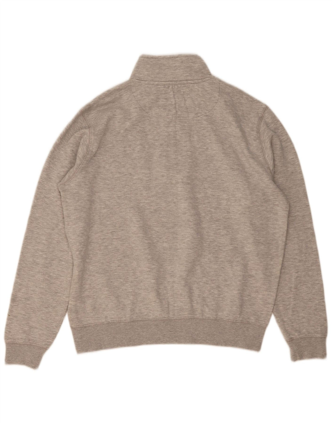 French Connection Sudadera con cuello con cremallera para hombre, jersey grande de algodón moteado en gris