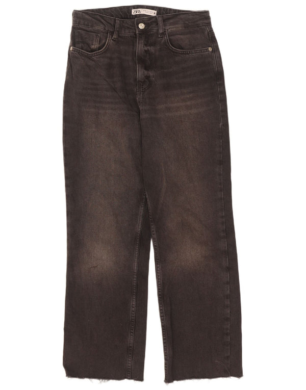 Zara Vaqueros Holgados De Cintura Alta Para Mujer EU 36 XS W26 L27 Algodón Gris