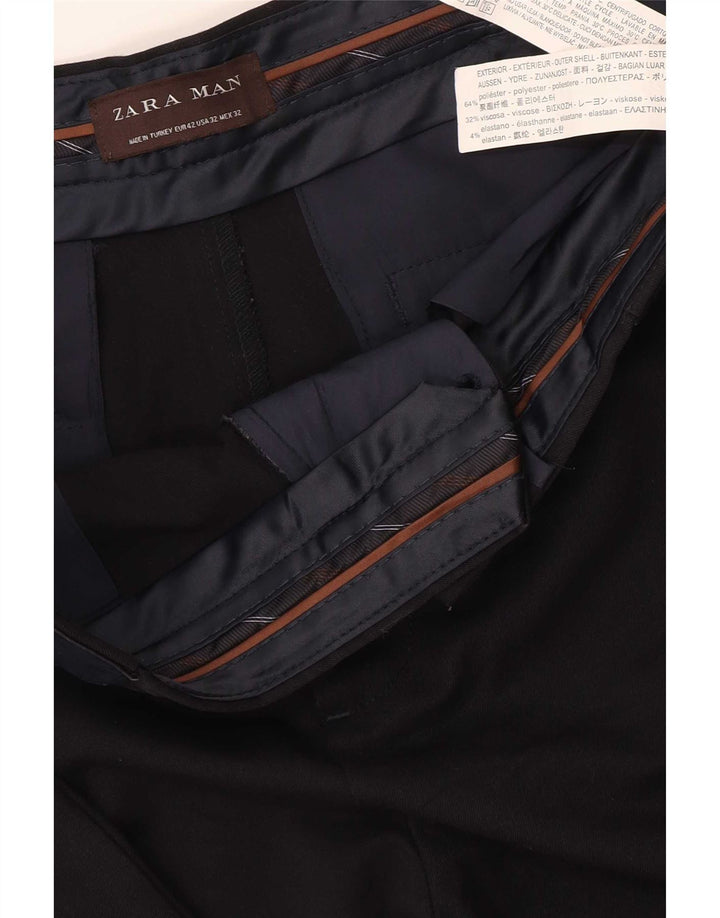 Zara Mens Pantalones Cortos EU 42 Grande W32 L25 Poliéster Negro