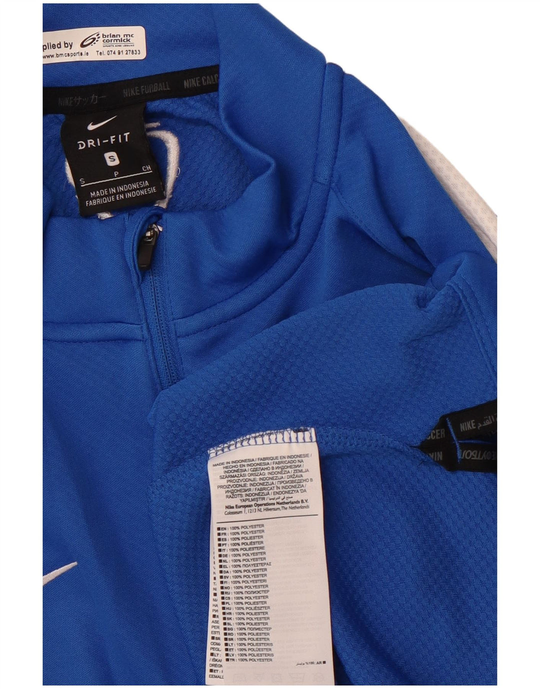 NIKE Hombre Dri Fit Zip Neck Pullover Chándal Top Pequeño Azul Colorblock
