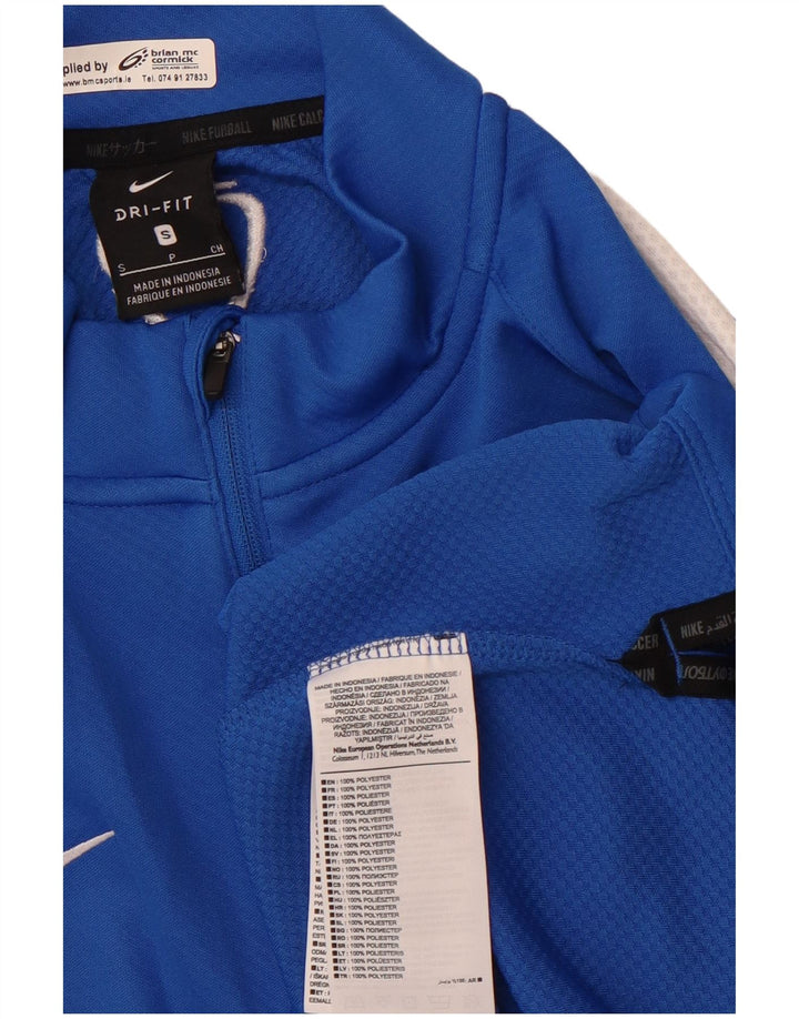 NIKE Hombre Dri Fit Zip Neck Pullover Chándal Top Pequeño Azul Colorblock