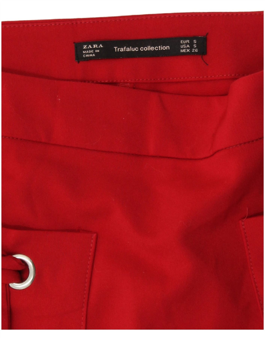 Zara Falda Pantalón Mujer UK 8 Small Algodón Rojo