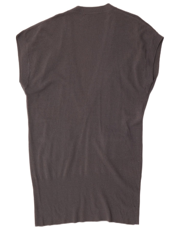 Benetton Vestido Jersey Sin Mangas para Mujer UK 46 Large Gris Lana De Cordero
