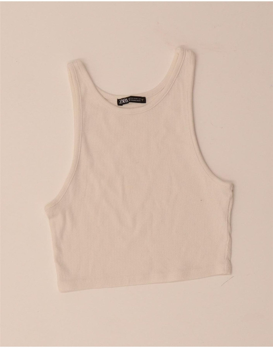 ZARA Womens Crop Vest Top UK 12 Medium White Cotton