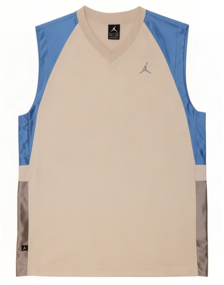 Jordan Camiseta sin mangas para hombre UK 39/41 Medio Blanco Colorblock Poliéster