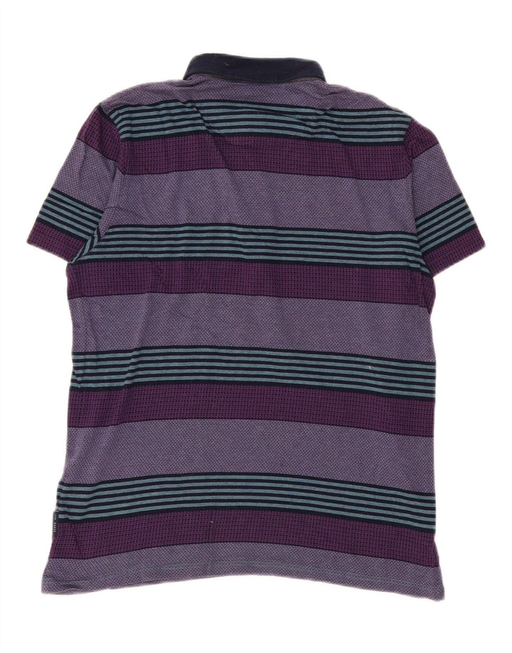 Ted Baker Polo para hombre talla 3 mediano algodón a rayas morado