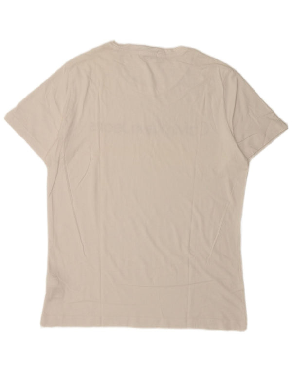 Calvin Klein Jeans Camiseta gráfica ajustada para hombre Top 2XL Algodón blanco