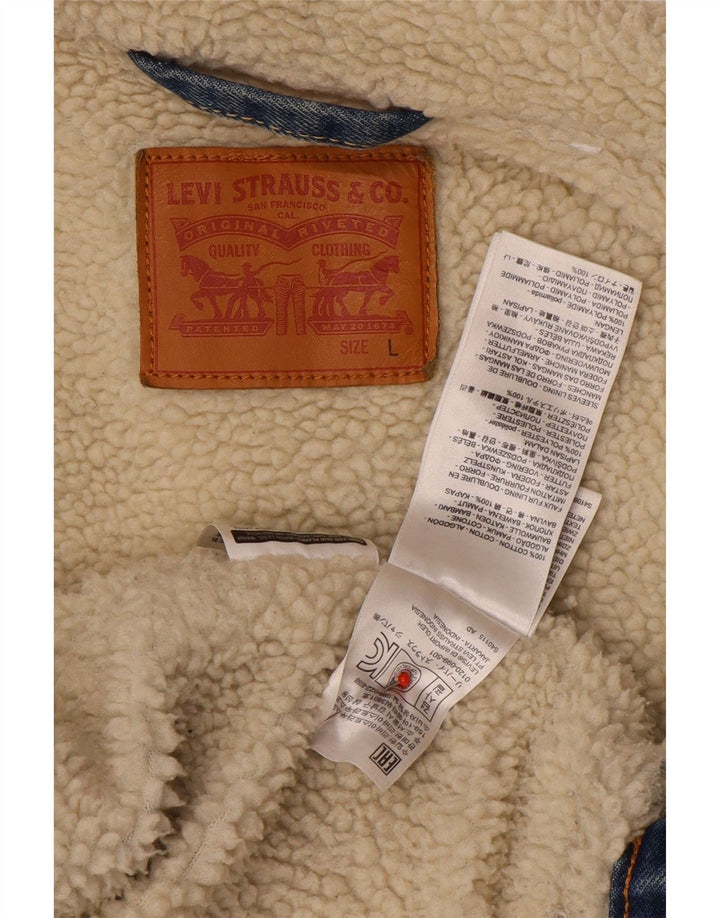 Levi's Chaqueta vaquera Sherpa para hombre Reino Unido 40 Algodón azul grande