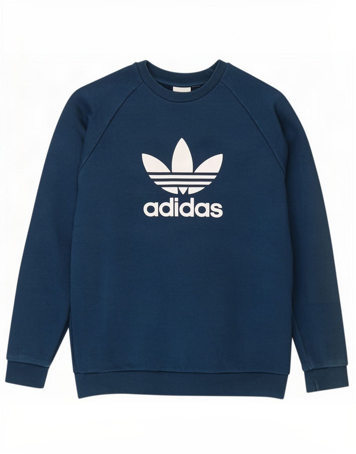 Adidas Hombre Sudadera Gráfica Jersey De Algodón Azul Medio