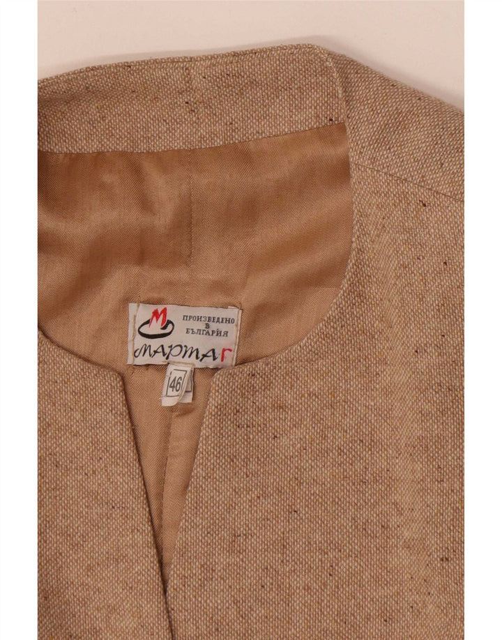 Vintage mujer 4 botones Blazer chaqueta IT 46 grande beige moteado