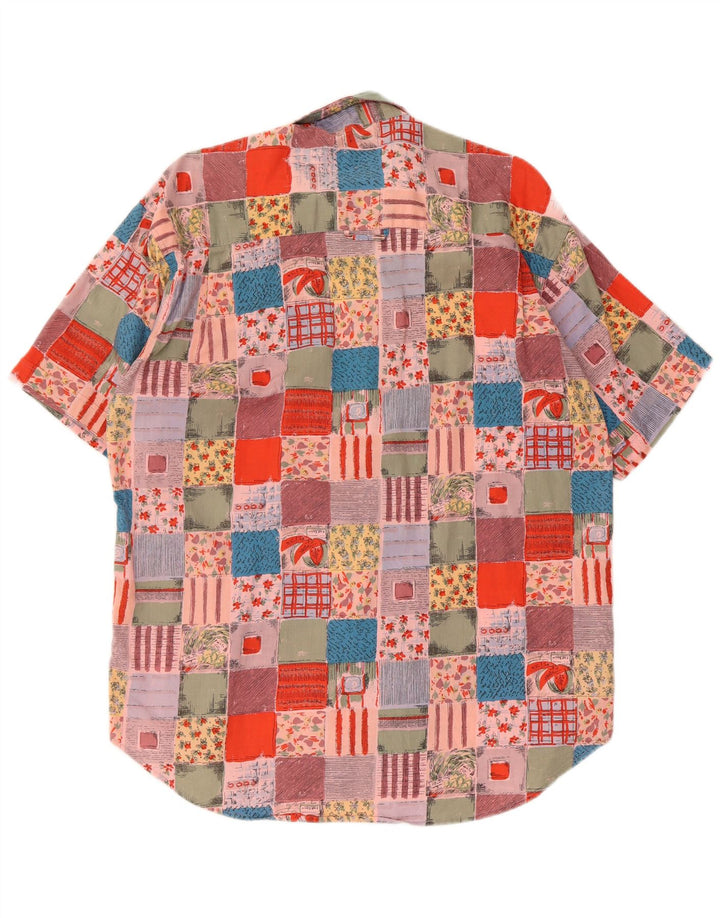 Camisa vintage de manga corta para hombre XL Algodón patchwork multicolor