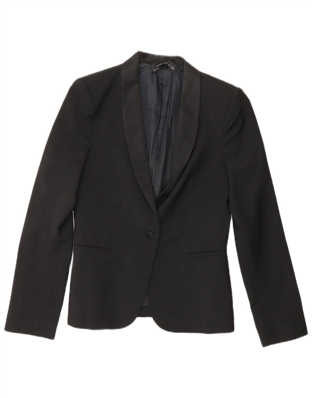 Zara Mujer Chaqueta Blazer De 1 Botón UK 10 Small Black
