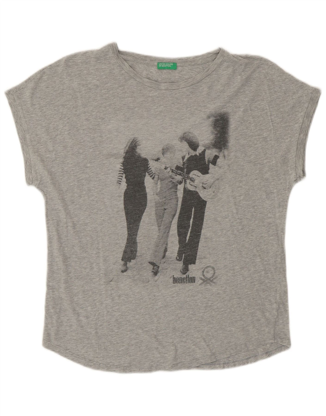UNITED COLORS OF BENETTON Camiseta gráfica para mujer Top UK 44 Gris medio