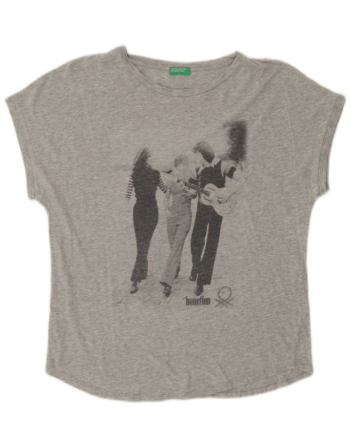 UNITED COLORS OF BENETTON Camiseta gráfica para mujer Top UK 44 Gris medio