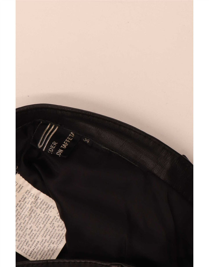 Pantalones de cuero rectos vintage para hombre W34 L32 Negro