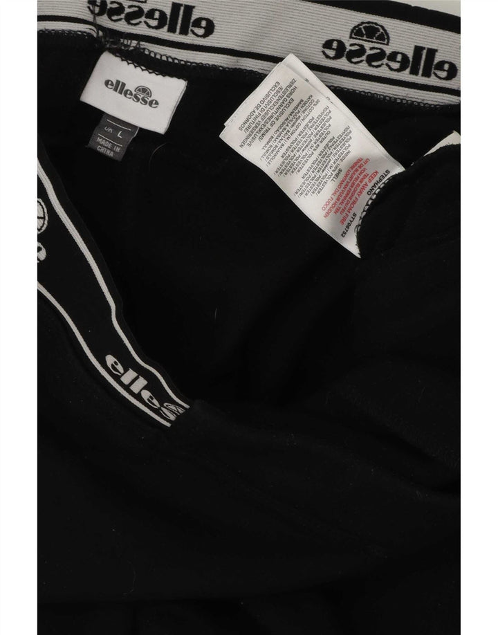 Ellesse Hombre Pantalones De Chándal Gráfico Grande De Algodón Negro