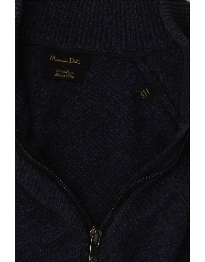 Massimo Dutti Jersey Cárdigan Hombre Large Azul Marino Algodón