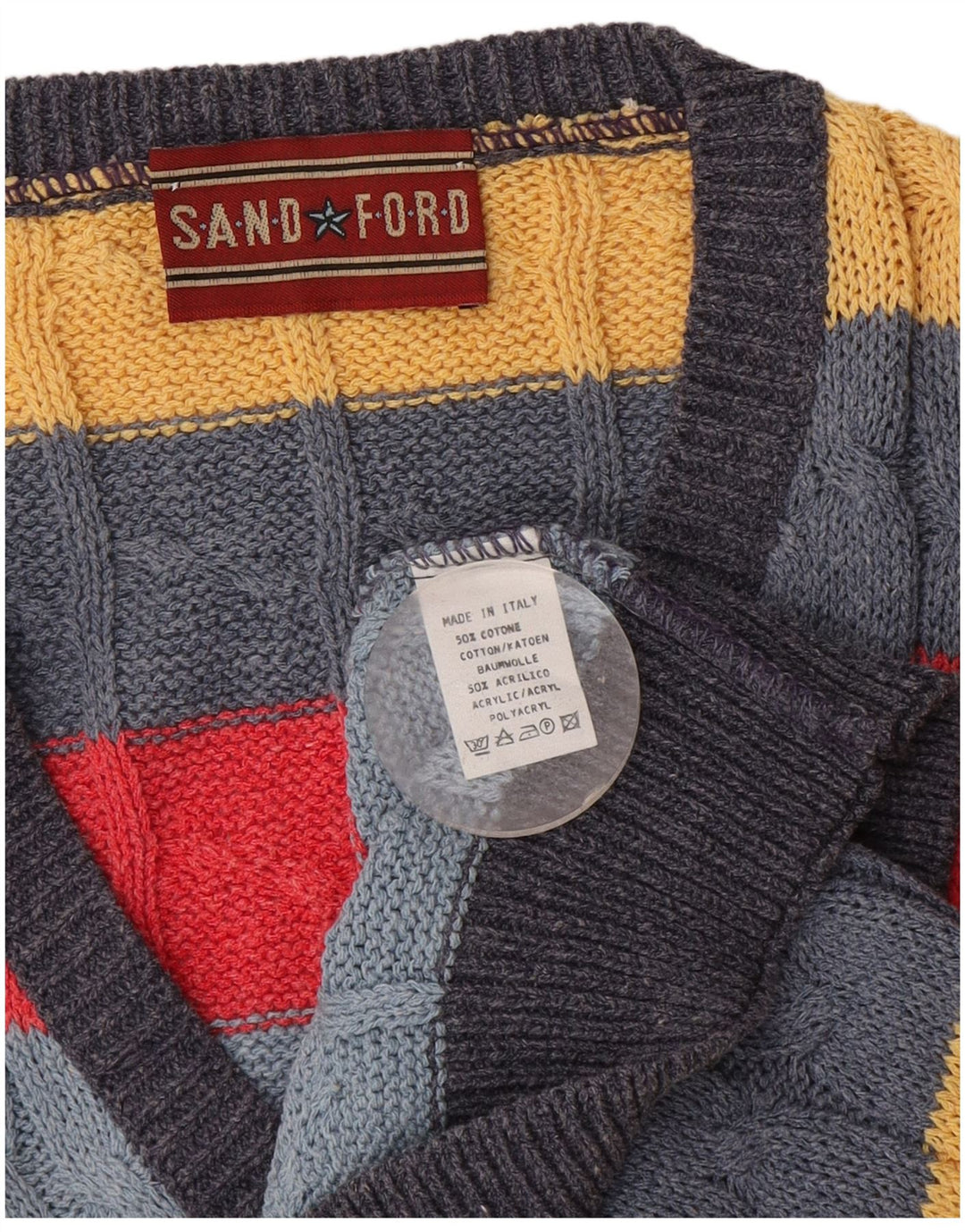 Vintage hombres chaleco camiseta sin mangas grande algodón a rayas multicolores