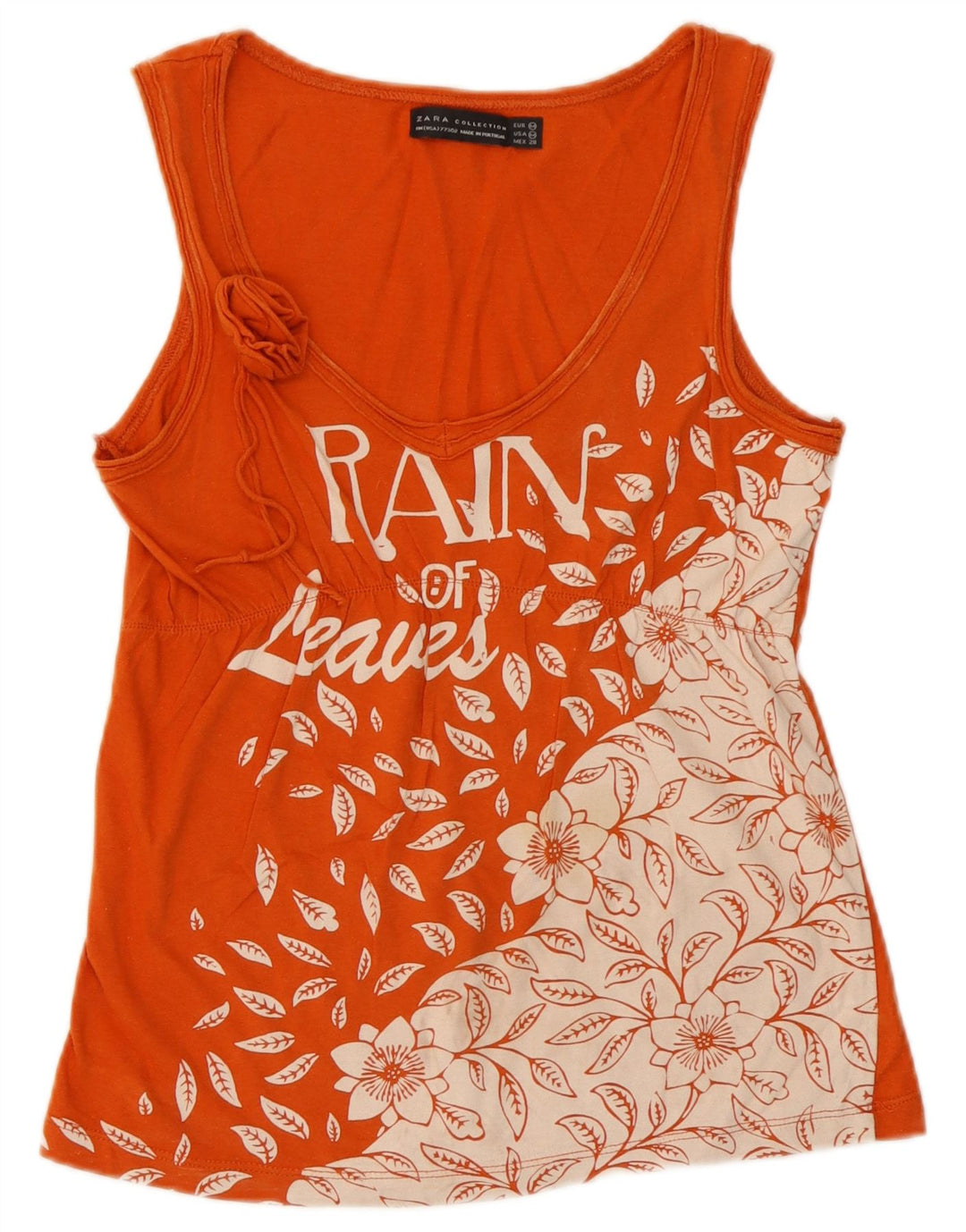 Zara Mujer Gráfico Chaleco Top Reino Unido 40 Medio Naranja Floral