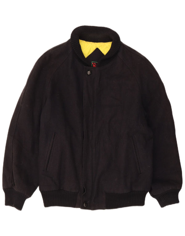 Vintage hombres bomber cortavientos chaqueta IT 52 XL lana negra