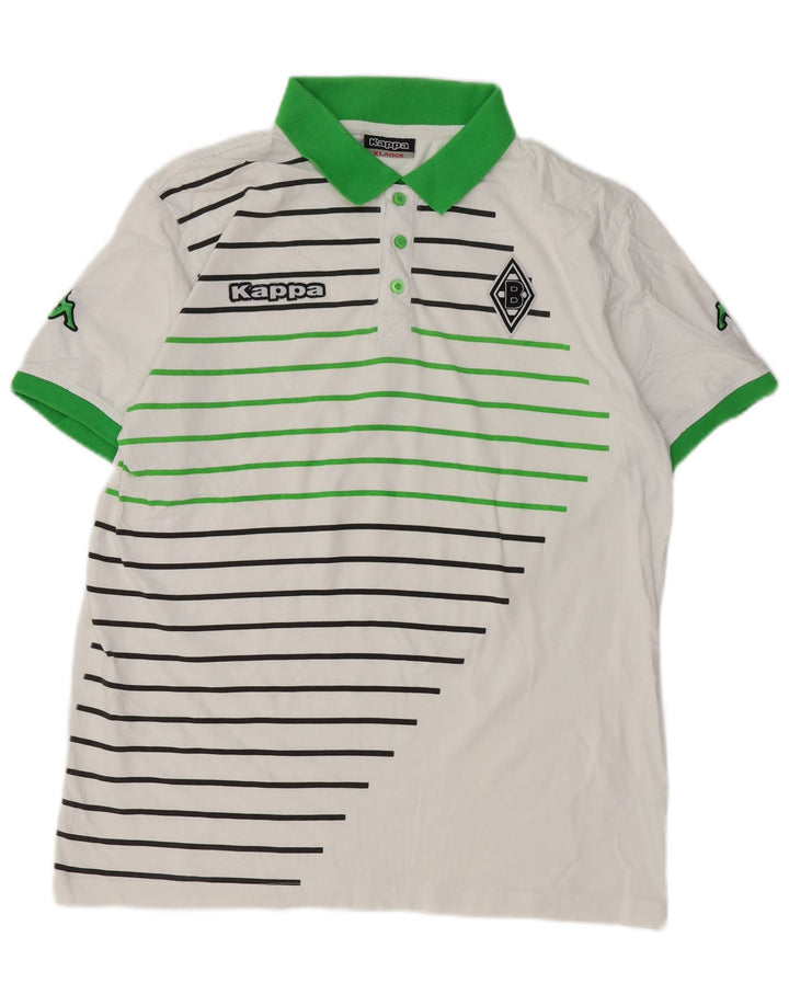 KAPPA Polo gráfico para hombre XL Blanco a rayas