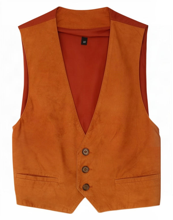 Chaleco de ante vintage para hombre IT 46 XS Beige Colorblock
