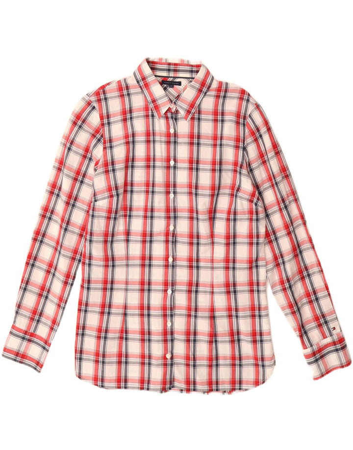 Tommy Hilfiger Camisa para mujer US 12 Grande Rojo Cuadros Algodón