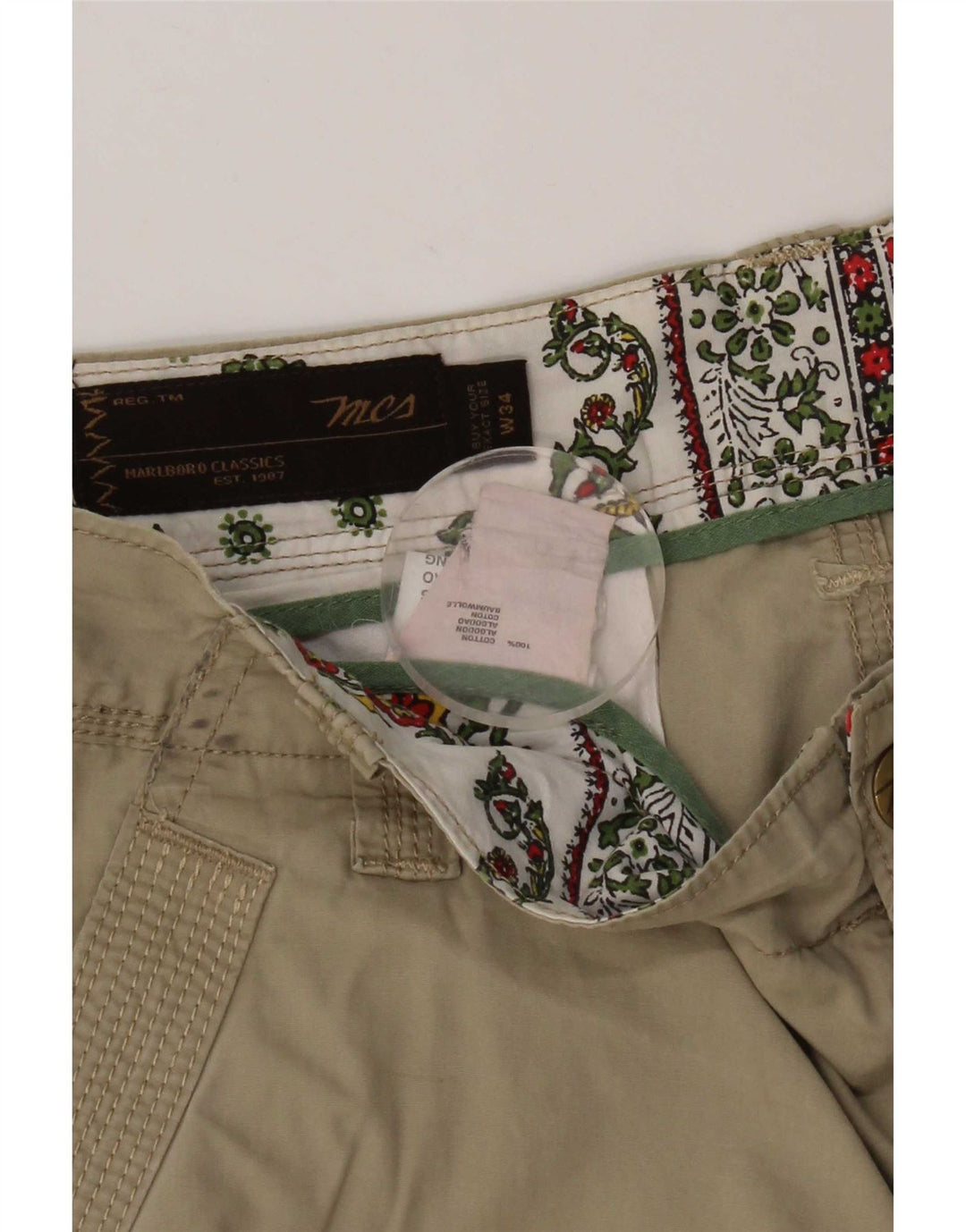 Marlboro Classics Shorts Cargo para Hombre W34 Grande Algodón Caqui