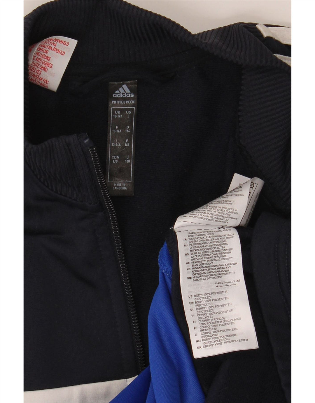 Adidas - Chaqueta de chándal para niño, 13-14 años, color azul, poliéster