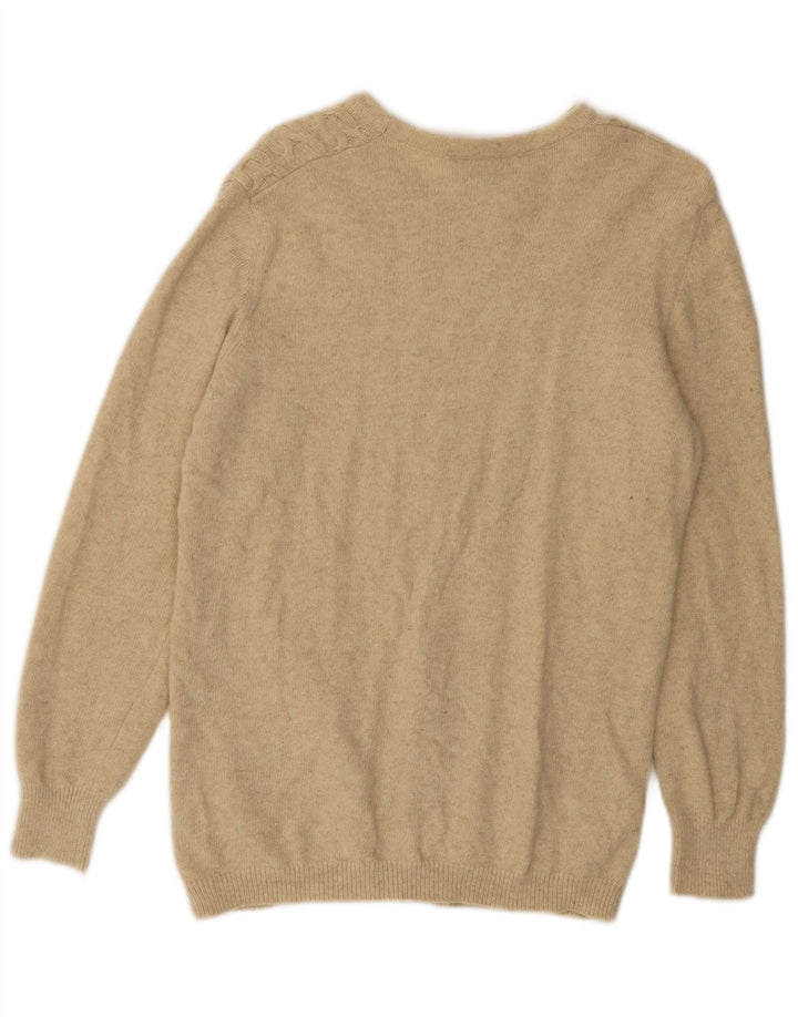 Benetton Jersey De Cuello Redondo Para Mujer UK 44 Lana Beige Medio