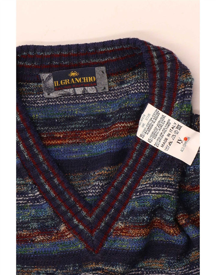 Il Granchio Jersey Con Cuello De Pico De Algodón A Rayas Medio Multicolor Hombre