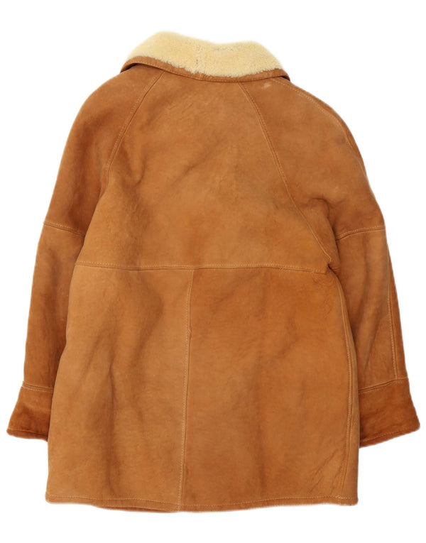 Vintage hombres shearling chaqueta US 6 marrón medio