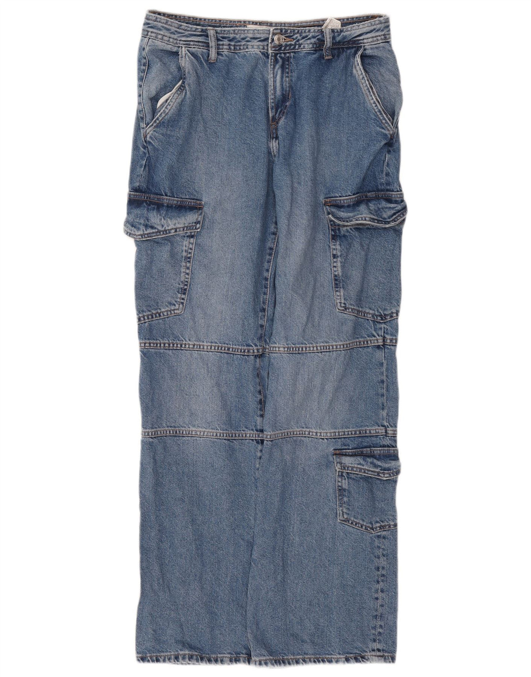Zara Jeans Cargo Rectos Mujer EU 40 Medium W30 L31 Algodón Azul