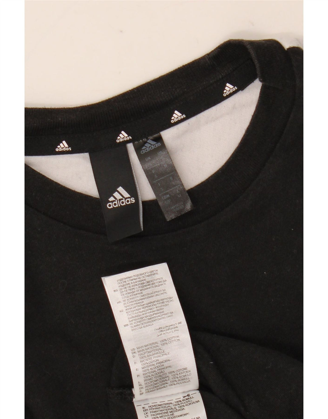 Adidas Hombre Camiseta Top Small Negro Colorblock Algodón