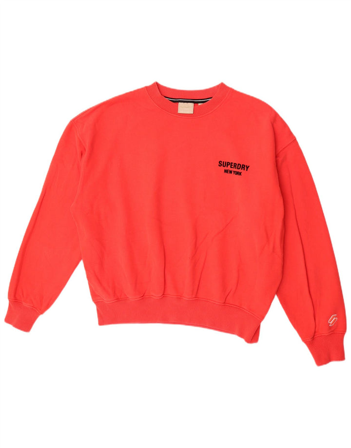 Superdry Sudadera extragrande para mujer, jersey, Reino Unido 44, algodón rojo grande