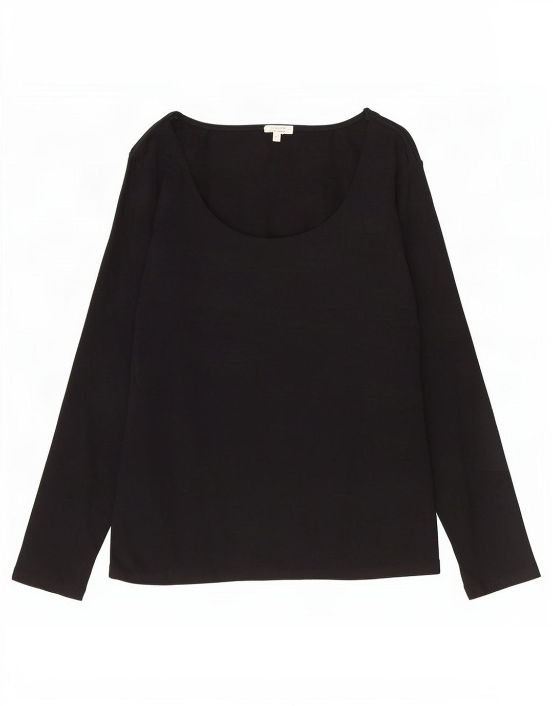 Jigsaw Mujer Top Manga Larga UK 10 Pequeño Algodón Negro