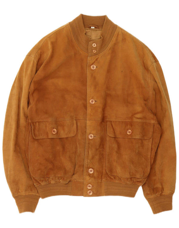Vintage hombres ante bomber chaqueta IT 54 2XL cuero marrón