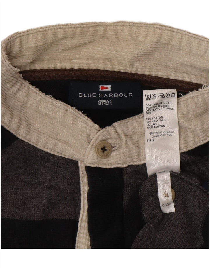 Marks & Spencer Suéter tipo jersey con cuello tipo polo azul Harbor para hombre, talla grande, gris
