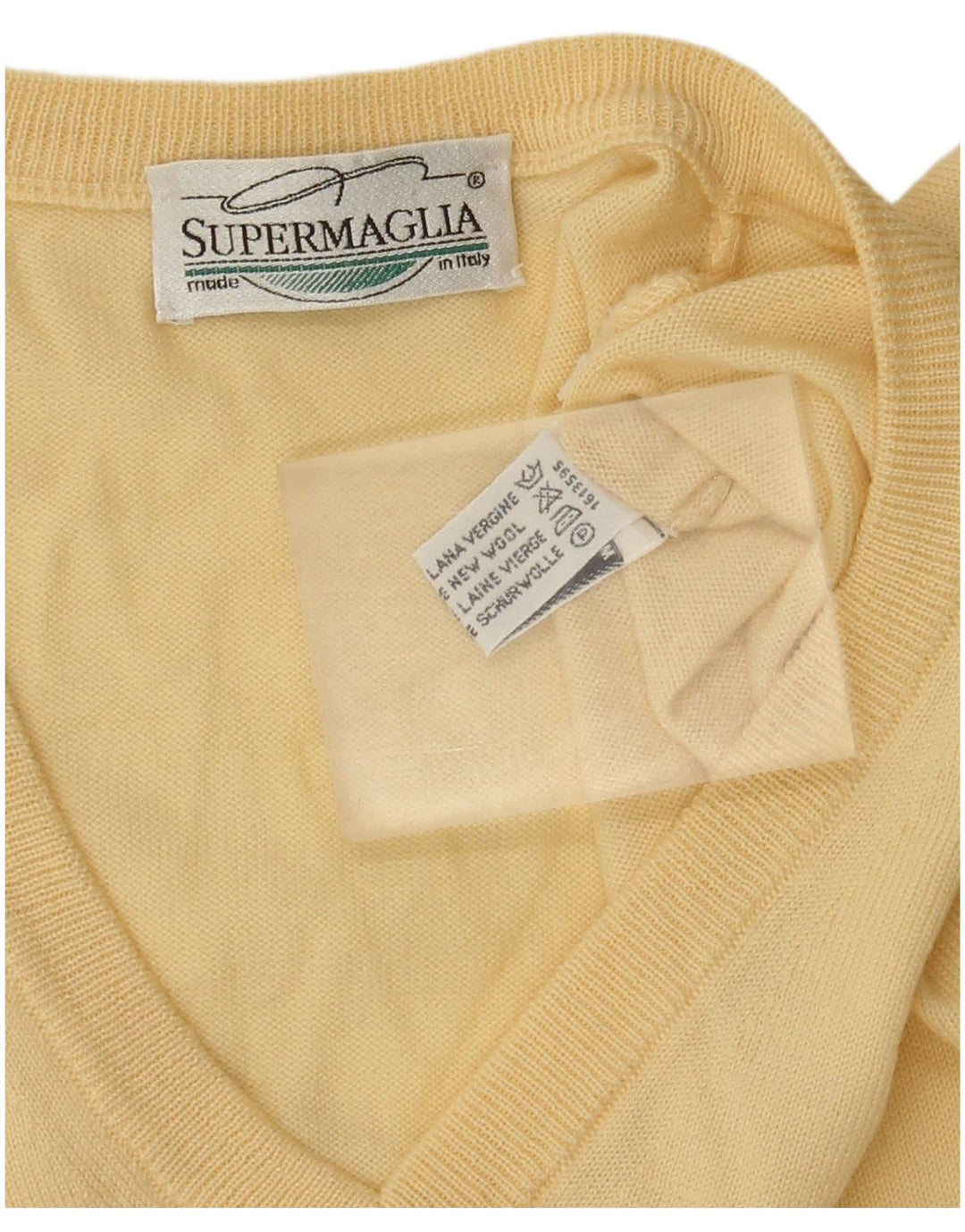 Supermaglia Jersey Con Cuello En V De Lana Amarillo Medio Hombre