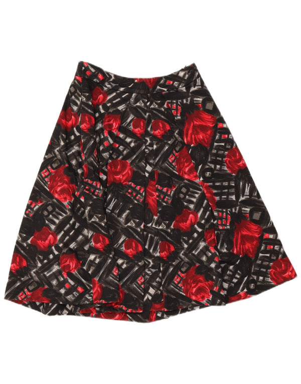 Sportmax Falda Plisada Acampanada para Mujer UK 10 Small W28 Algodón Floral Negro