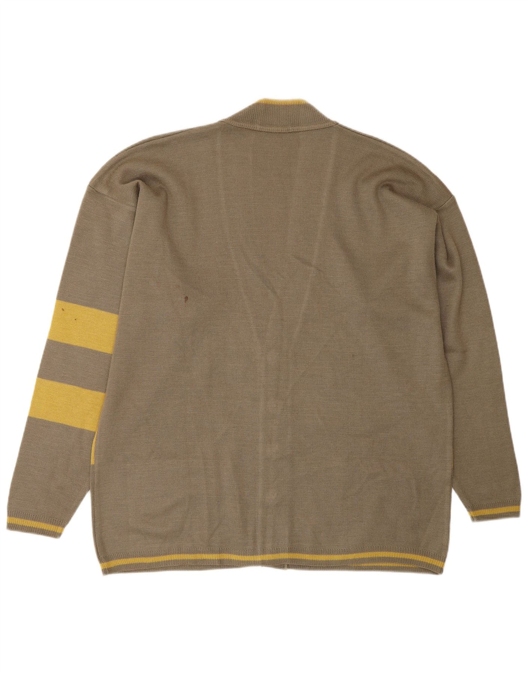 VINTAGE Hombres Loose Fit Cardigan Suéter Grande Poliamida A Rayas Verdes