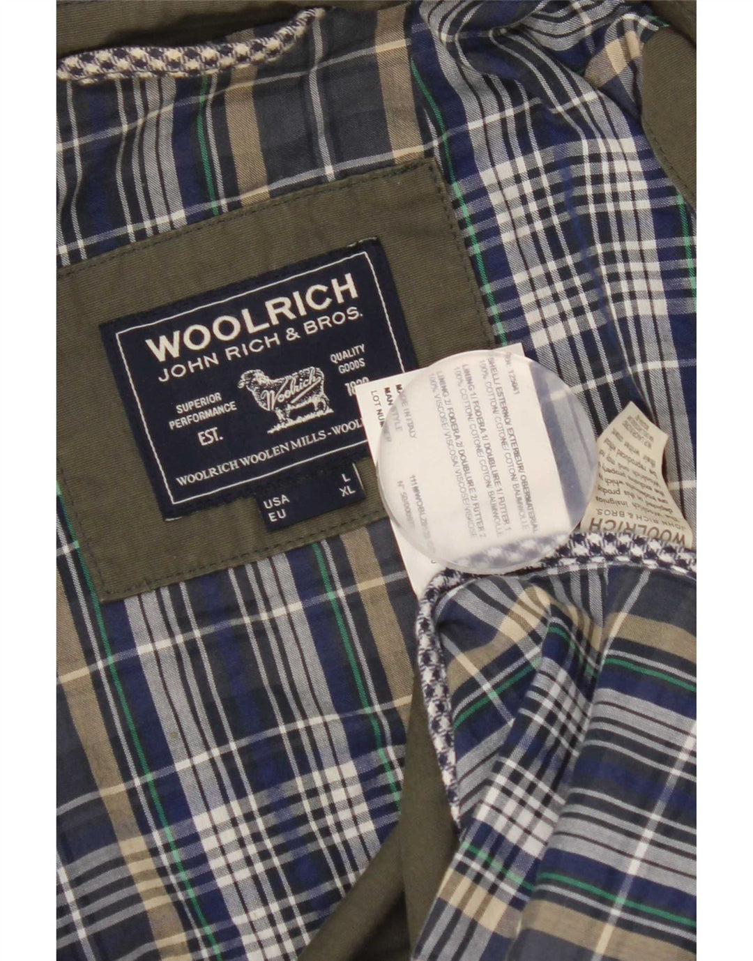 Woolrich Chaqueta utilitaria para hombre UK 40 Grande Algodón verde